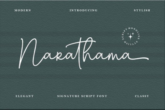 Narathama: A Modern Script Typeface for Editorial Elegance